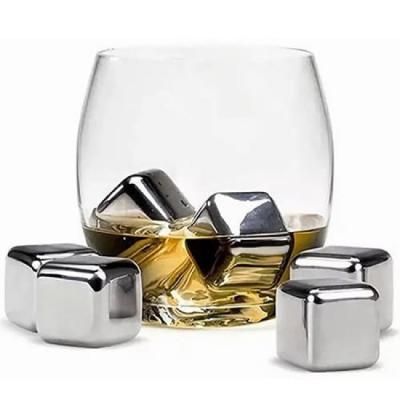 Охлаждающие камни для виски Circle Joy Ice Cube 4шт (CJ-BK03) (серебро)