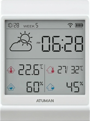 Датчик температуры и влажности ATuMan Duka TH3 EU (белый)