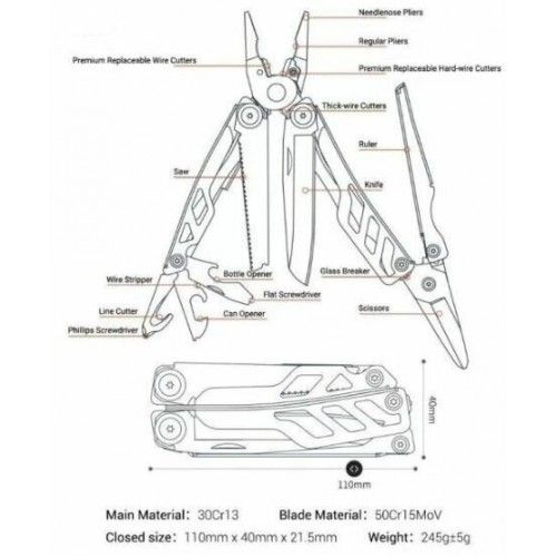 Мультитул NexTool Multifunction Knife Pro NE20246 (NE20143) серебро