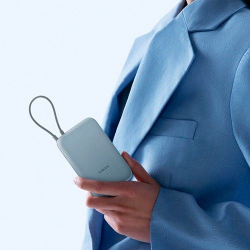 Внешний аккумулятор Xiaomi Mi Power Bank With Cable USB-C 10000mAh Pocket Version P15ZM (голубой, синий)