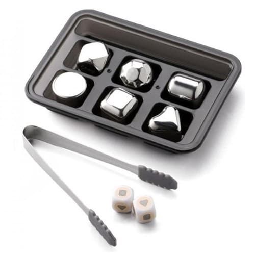 Охлаждающие камни для виски Circle Joy Stainless Steel Ice Cubes 6шт. (CJ-BK02) черный металлик
