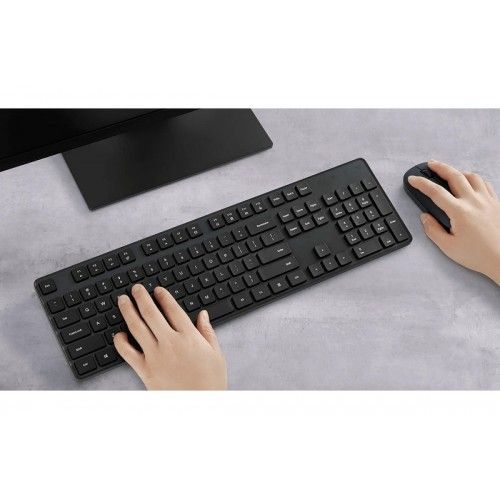 Клавиатура и мышка беспроводная Xiaomi Mijia Wireless Set 2 (WXJS02YM) с РУССКОЙ ГРАВИРОВКОЙ (черный)