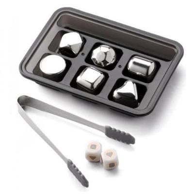 Охлаждающие камни для виски Circle Joy Stainless Steel Ice Cubes 6шт. (CJ-BK02) черный металлик
